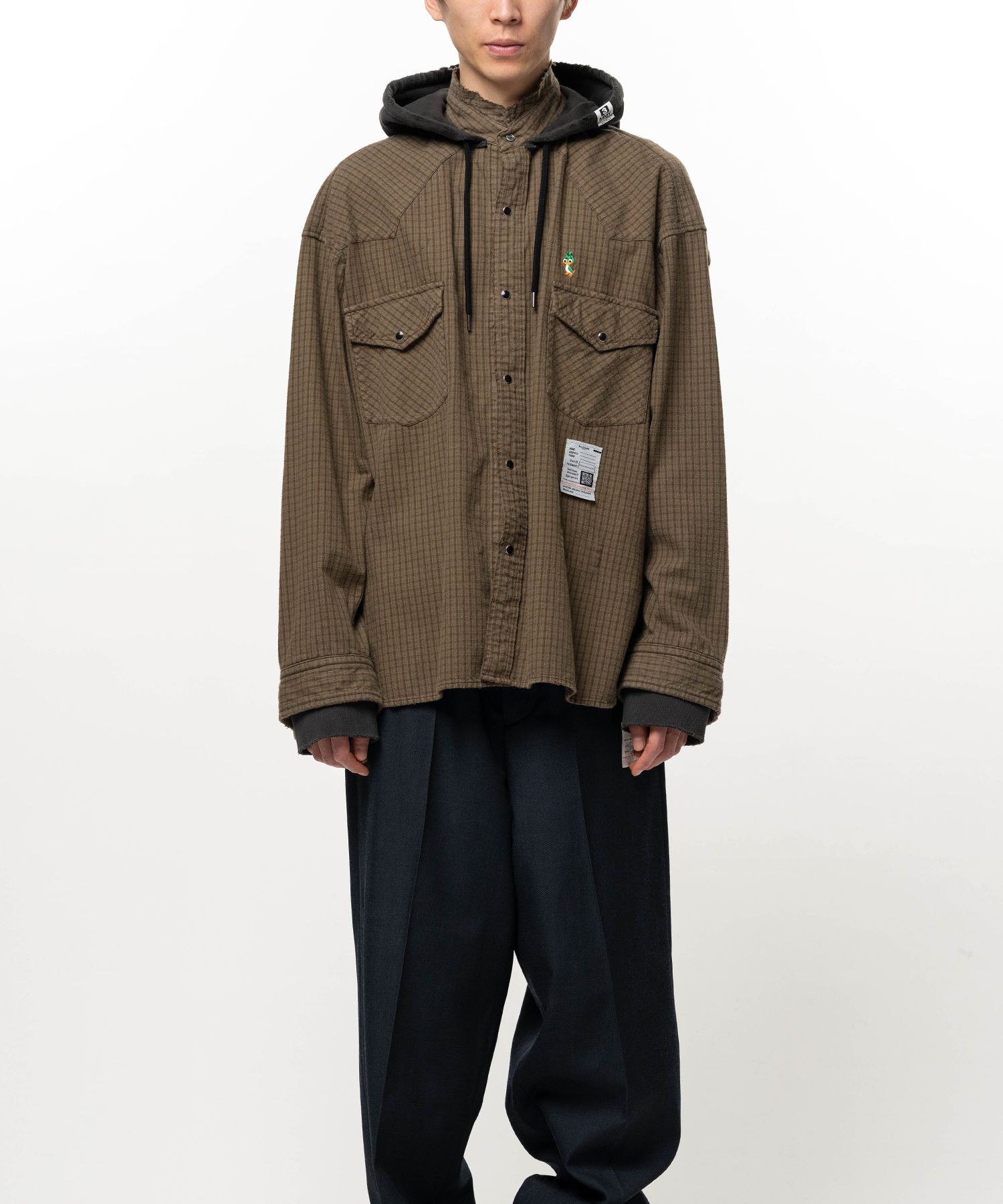 Hoodie Combine Checkered Shirt