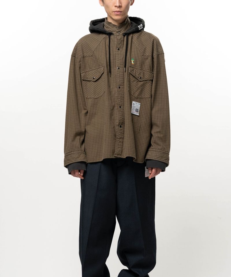 Hoodie Combine Checkered Shirt