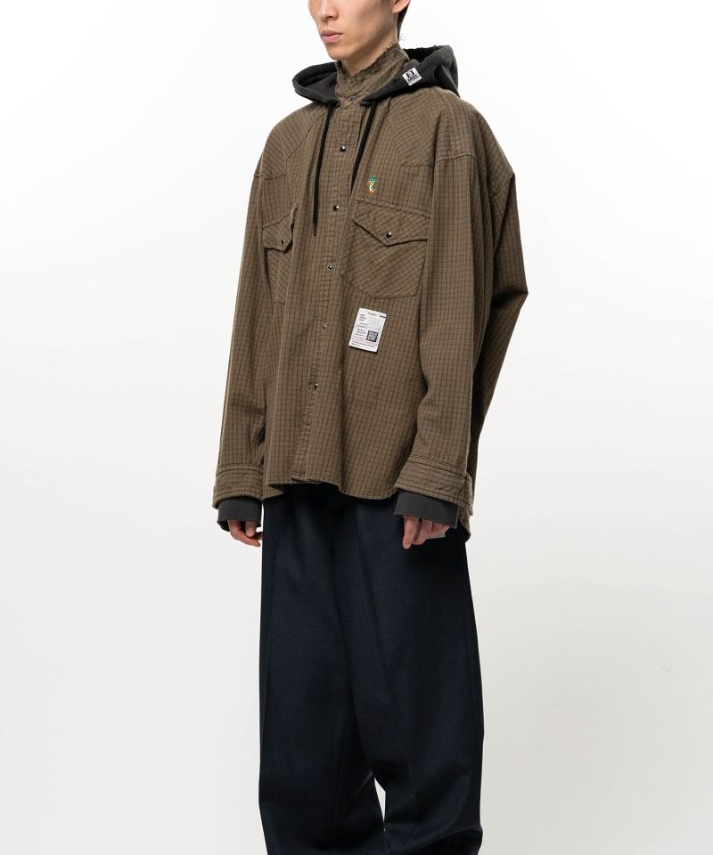 Hoodie Combine Checkered Shirt
