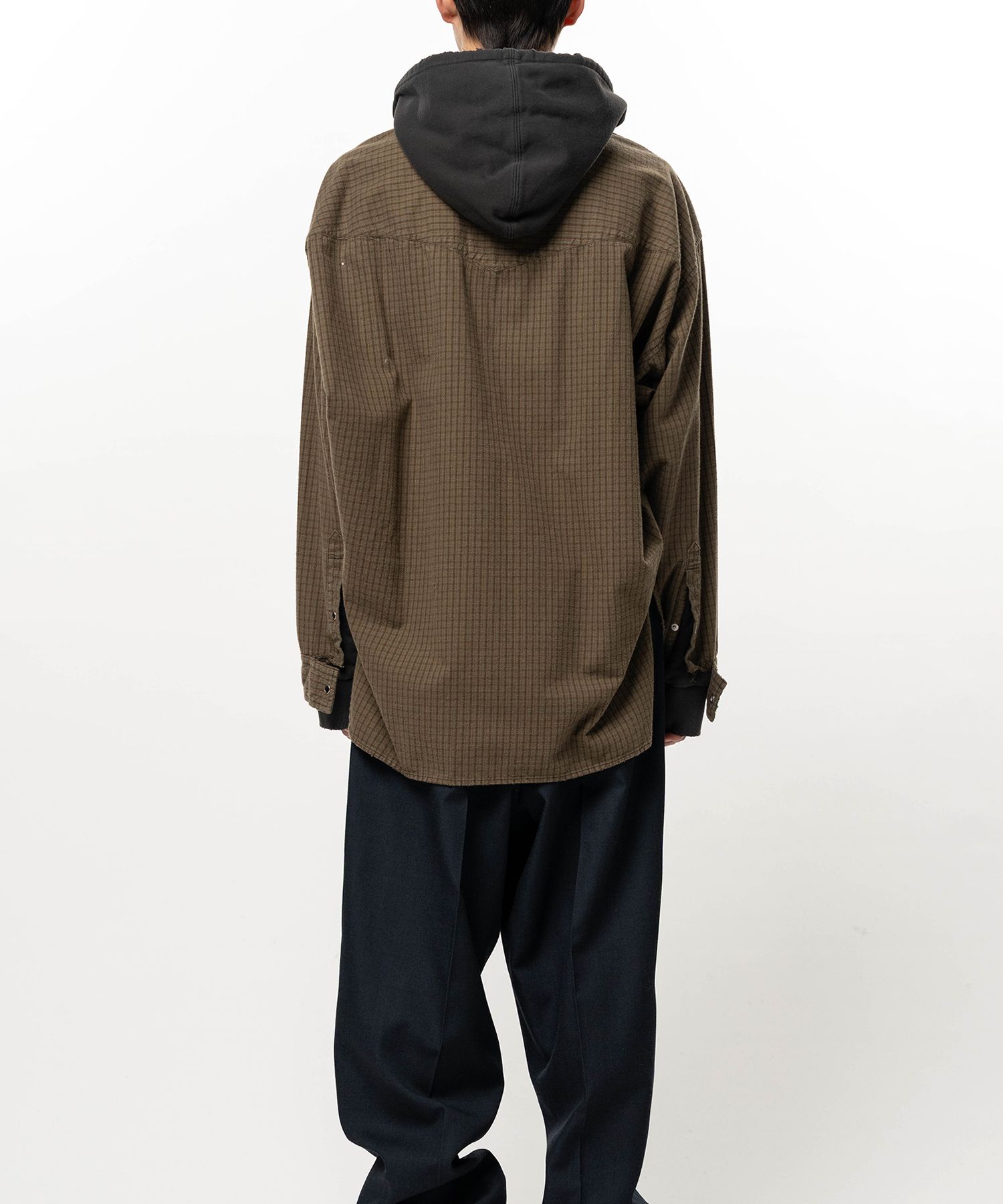 Hoodie Combine Checkered Shirt