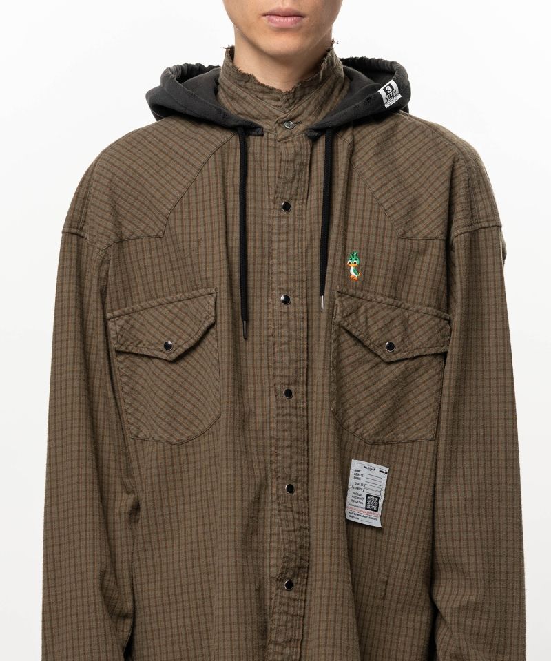 Hoodie Combine Checkered Shirt