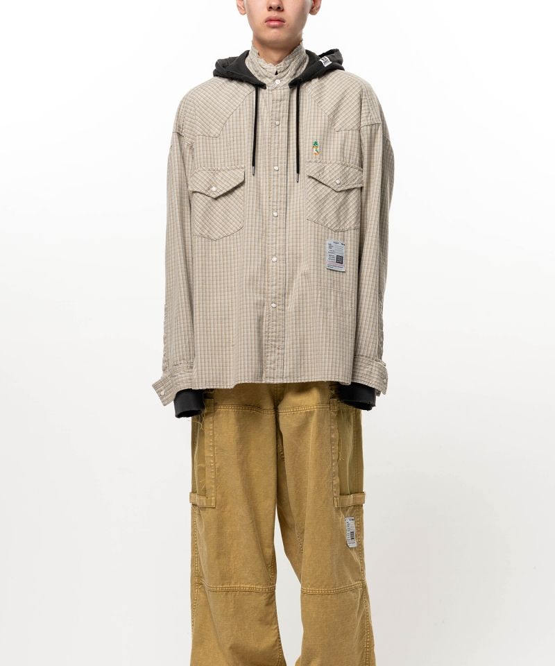 Hoodie Combine Checkered Shirt