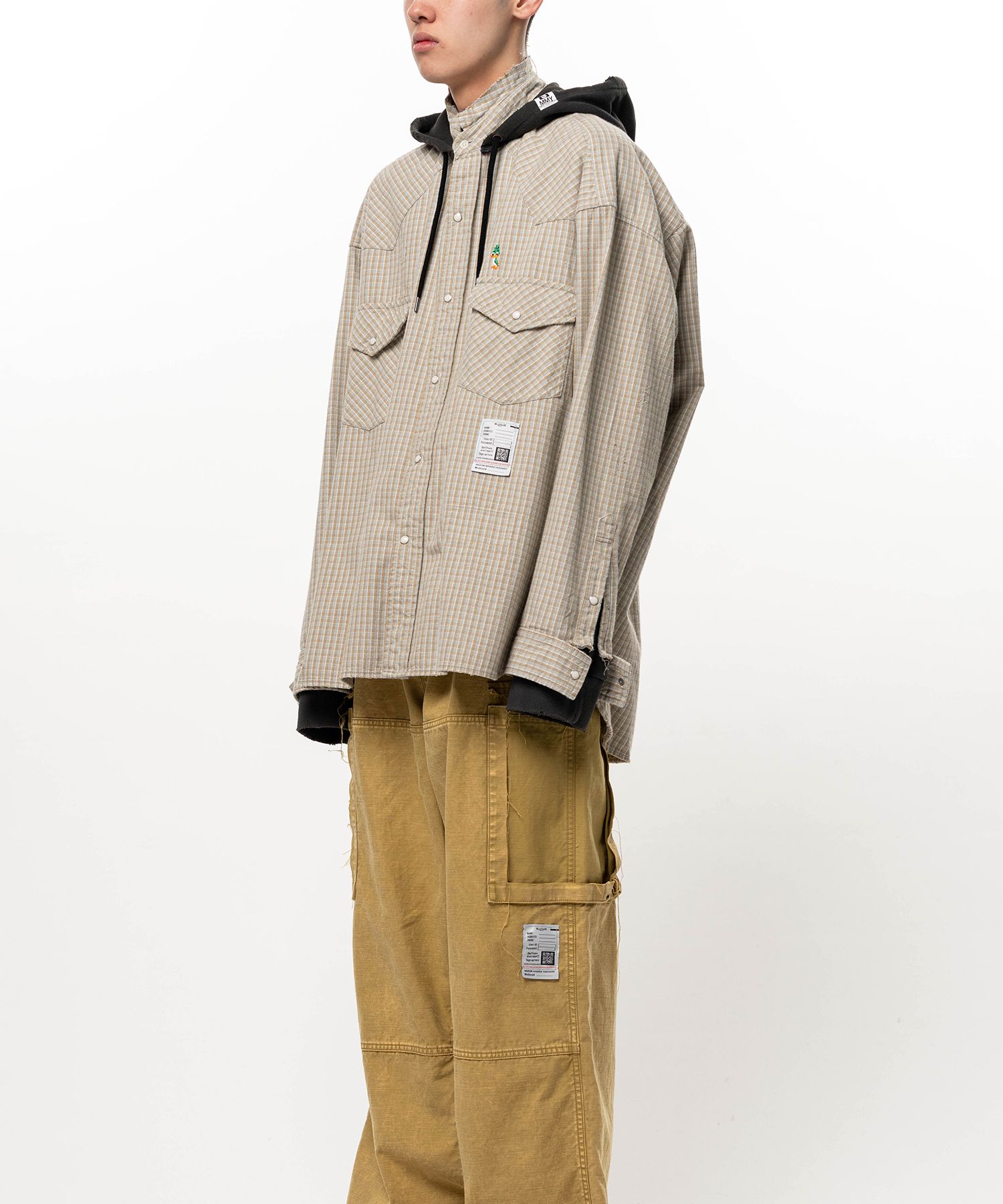 Hoodie Combine Checkered Shirt