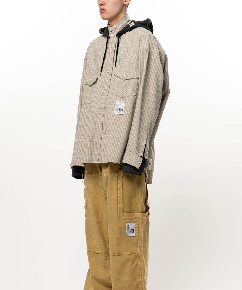 Hoodie Combine Checkered Shirt