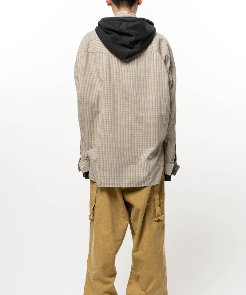 Hoodie Combine Checkered Shirt