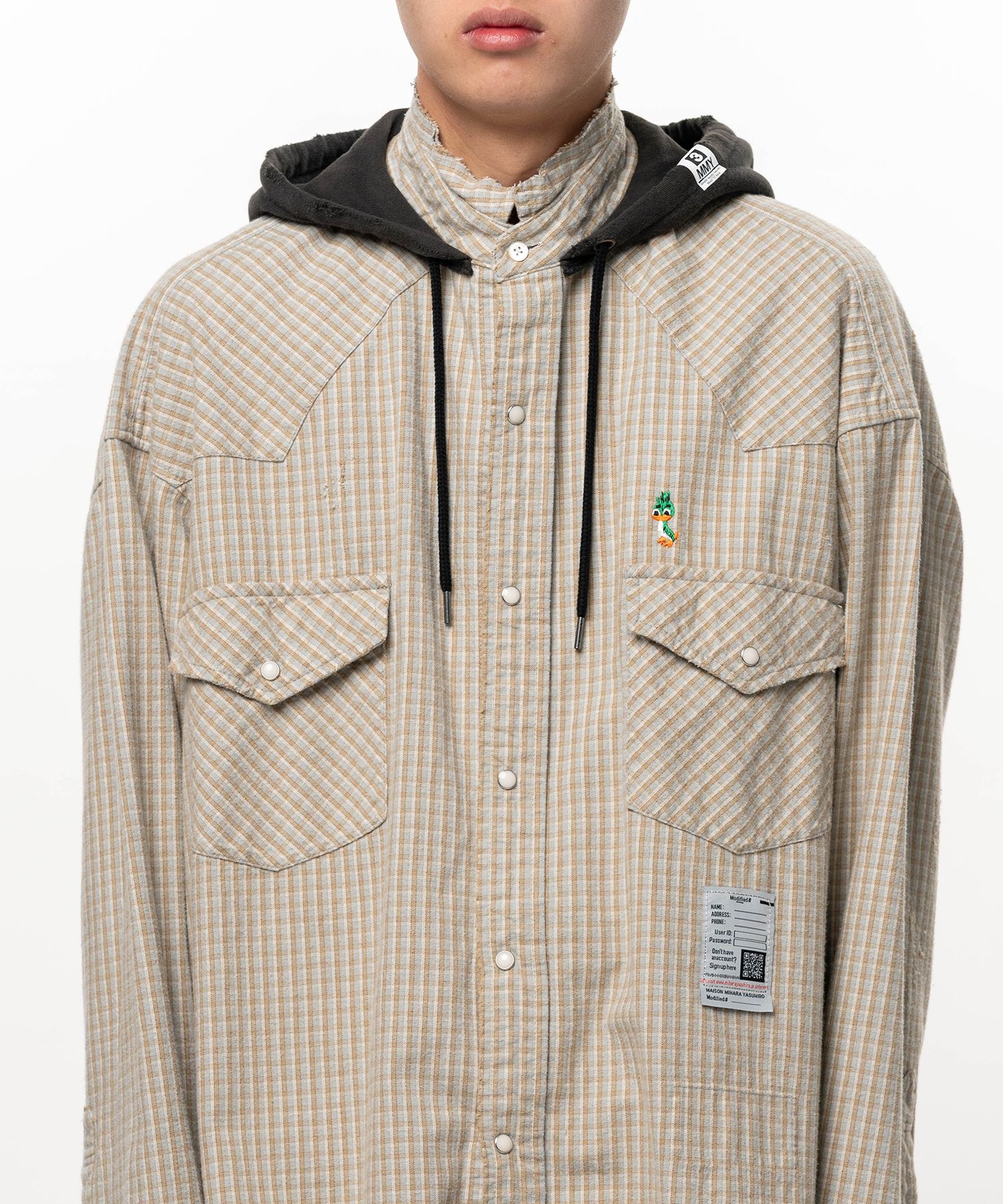 Hoodie Combine Checkered Shirt