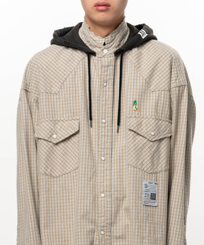 Hoodie Combine Checkered Shirt