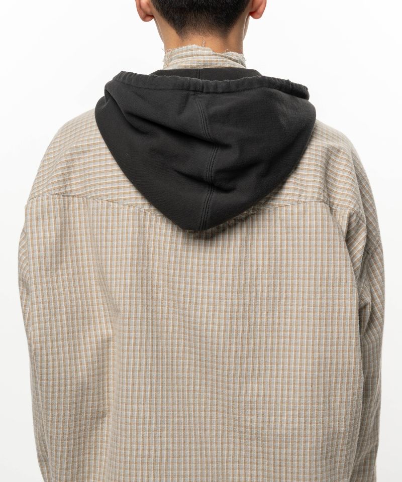 Hoodie Combine Checkered Shirt