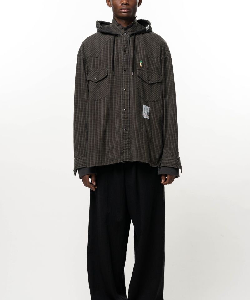 Hoodie Combine Checkered Shirt