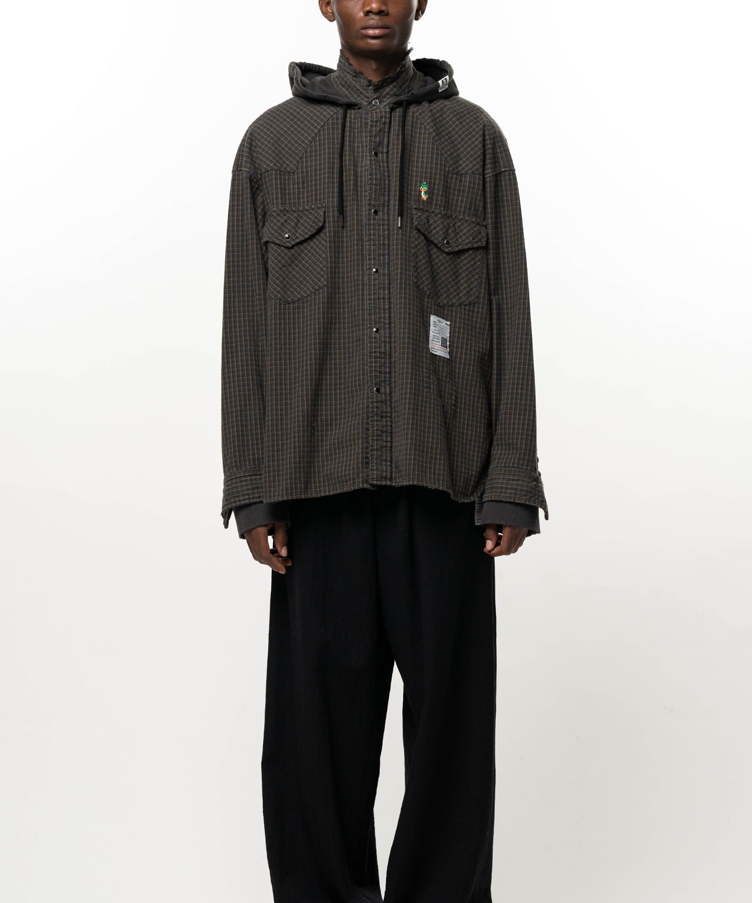 Hoodie Combine Checkered Shirt