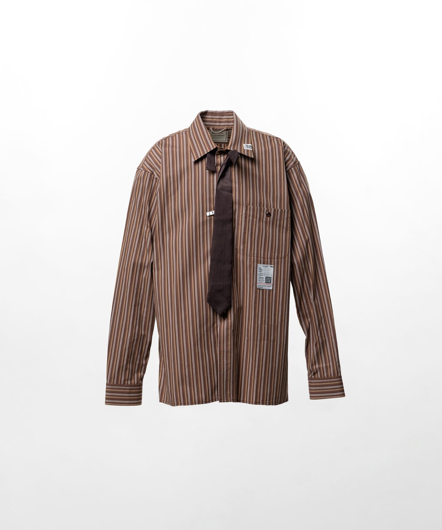 Attached Tie Long Sleeve Shirt