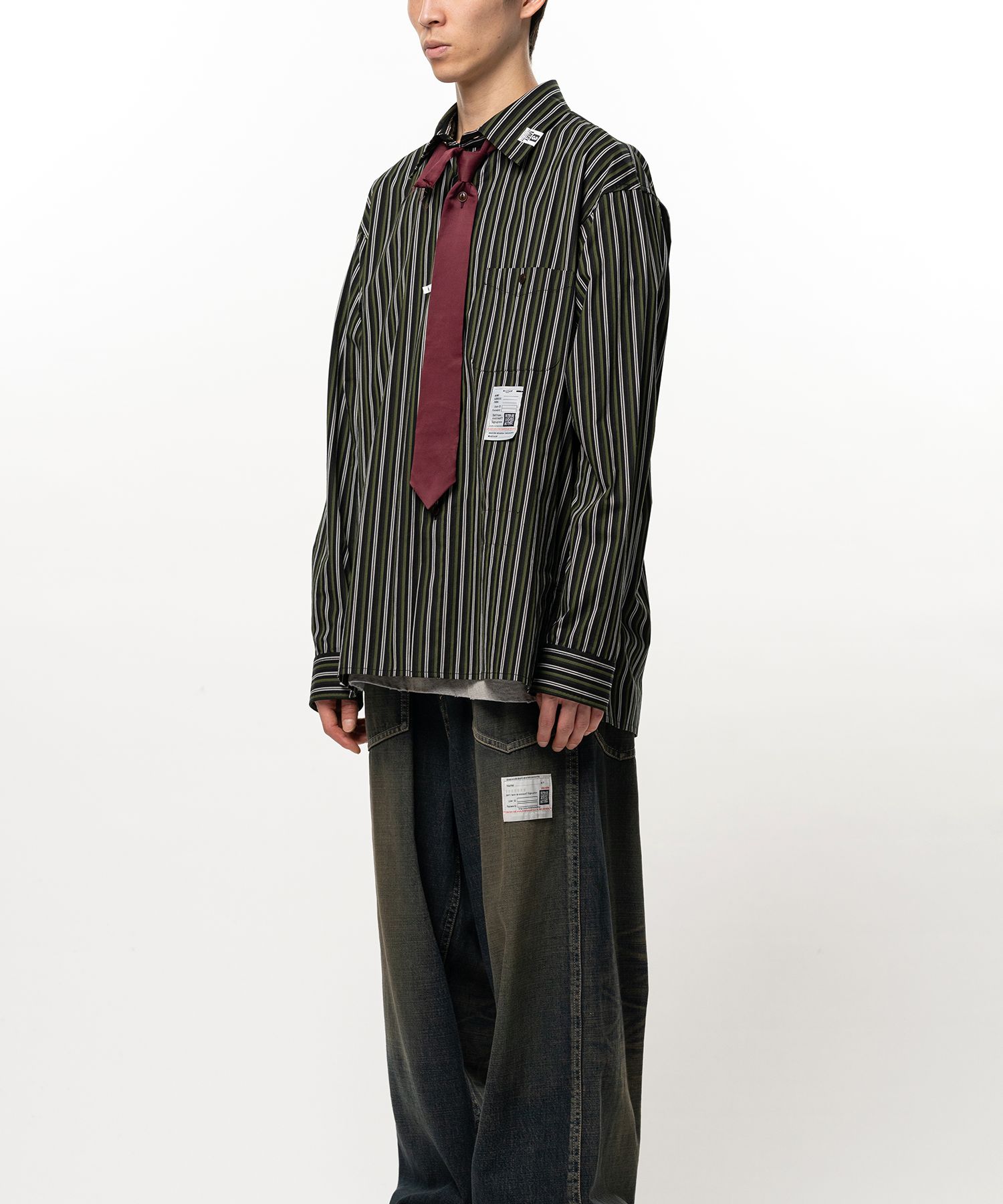 Attached Tie Long Sleeve Shirt