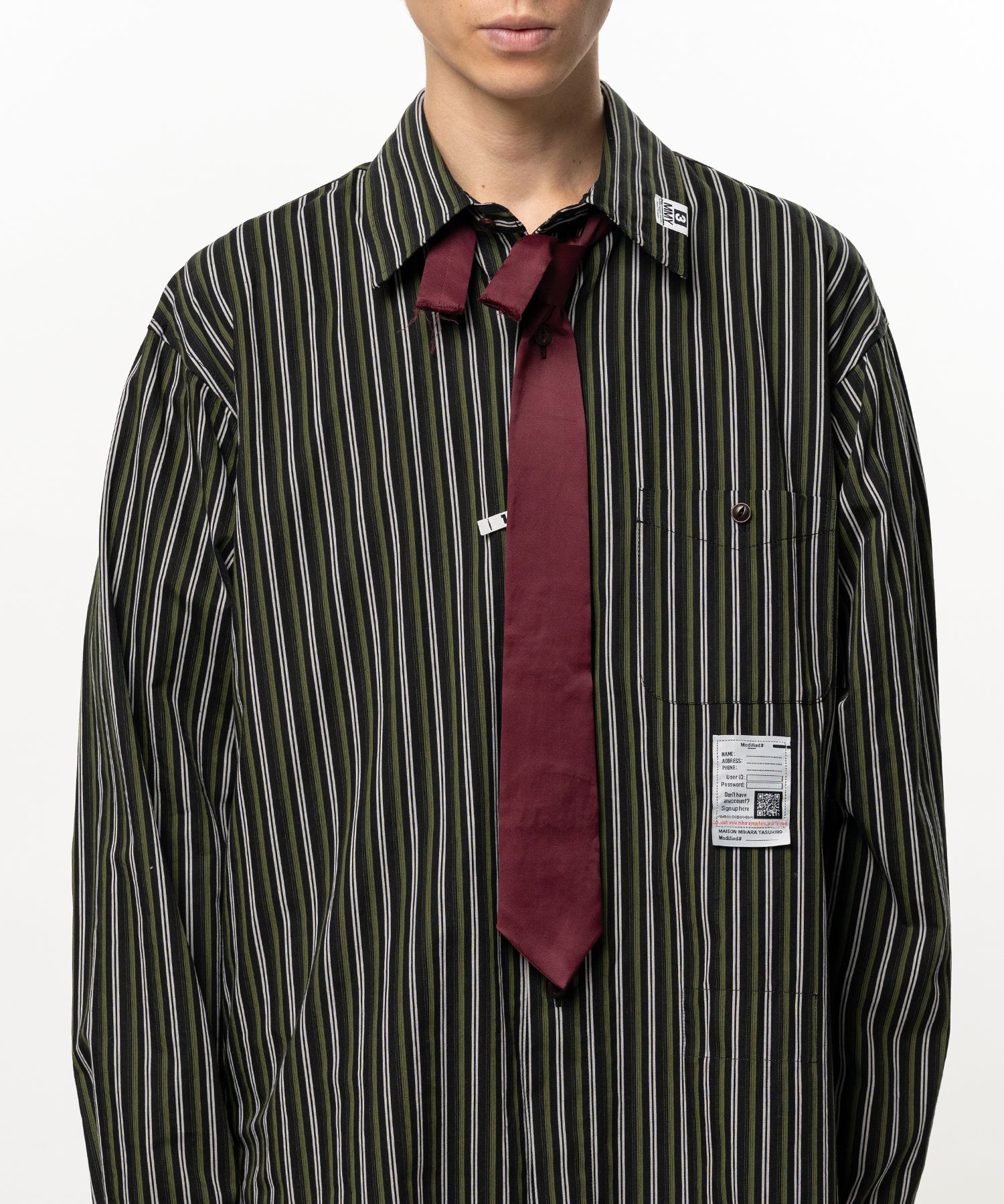 Attached Tie Long Sleeve Shirt