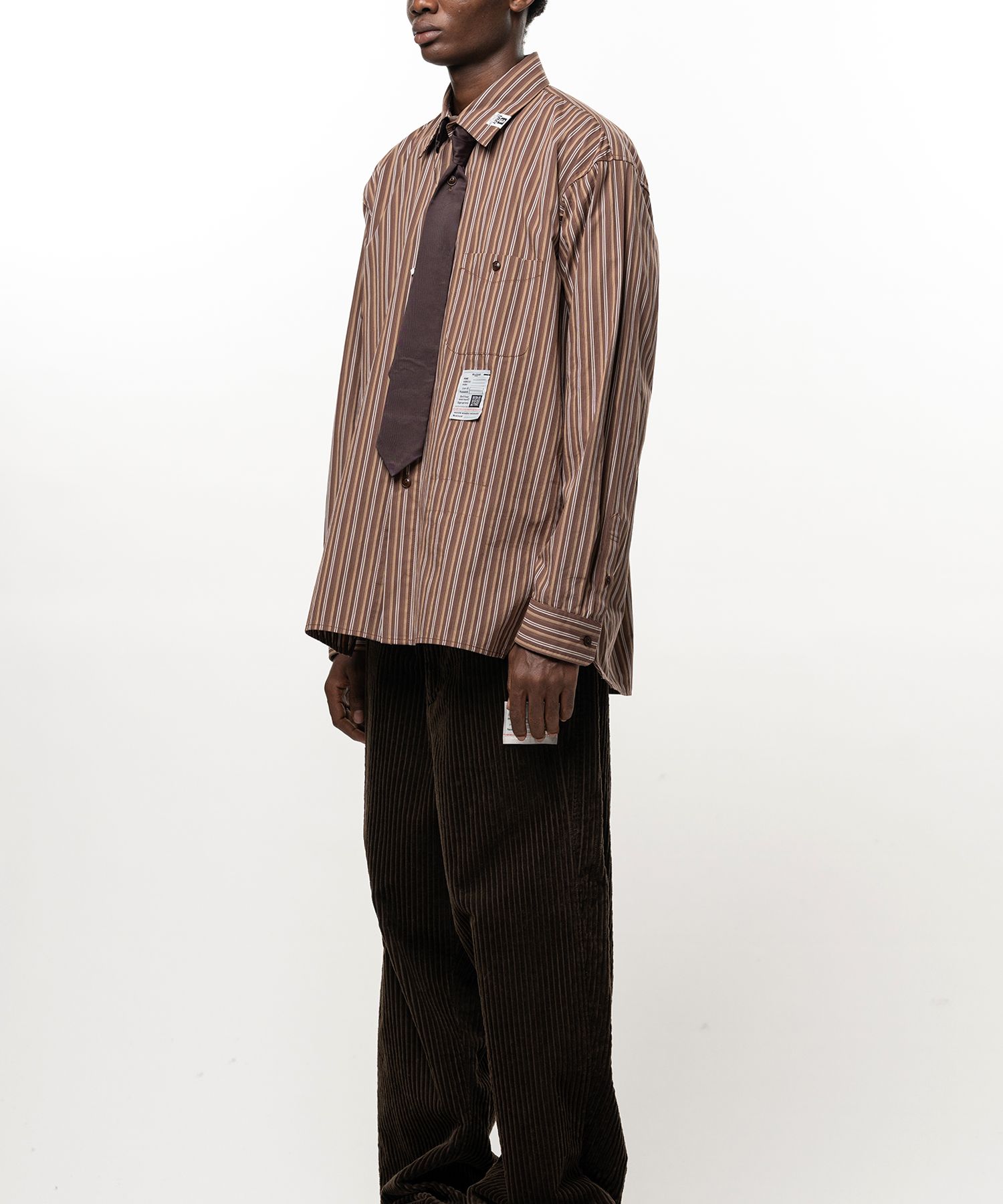 Attached Tie Long Sleeve Shirt