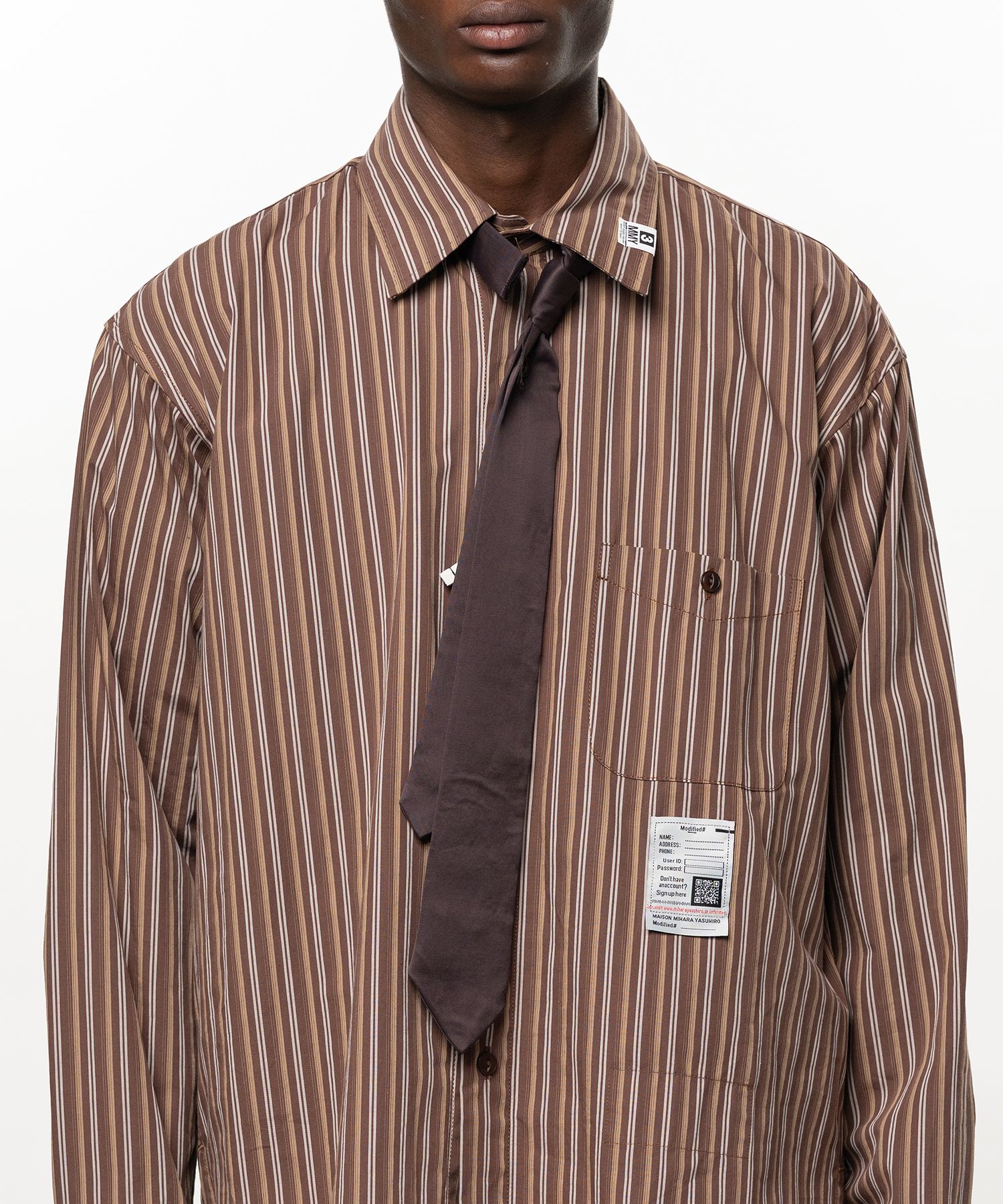 Attached Tie Long Sleeve Shirt