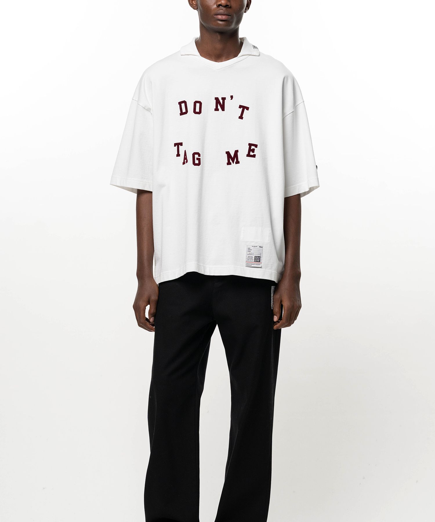 Don't Tag Me. Flocky Print Collared T-shirt