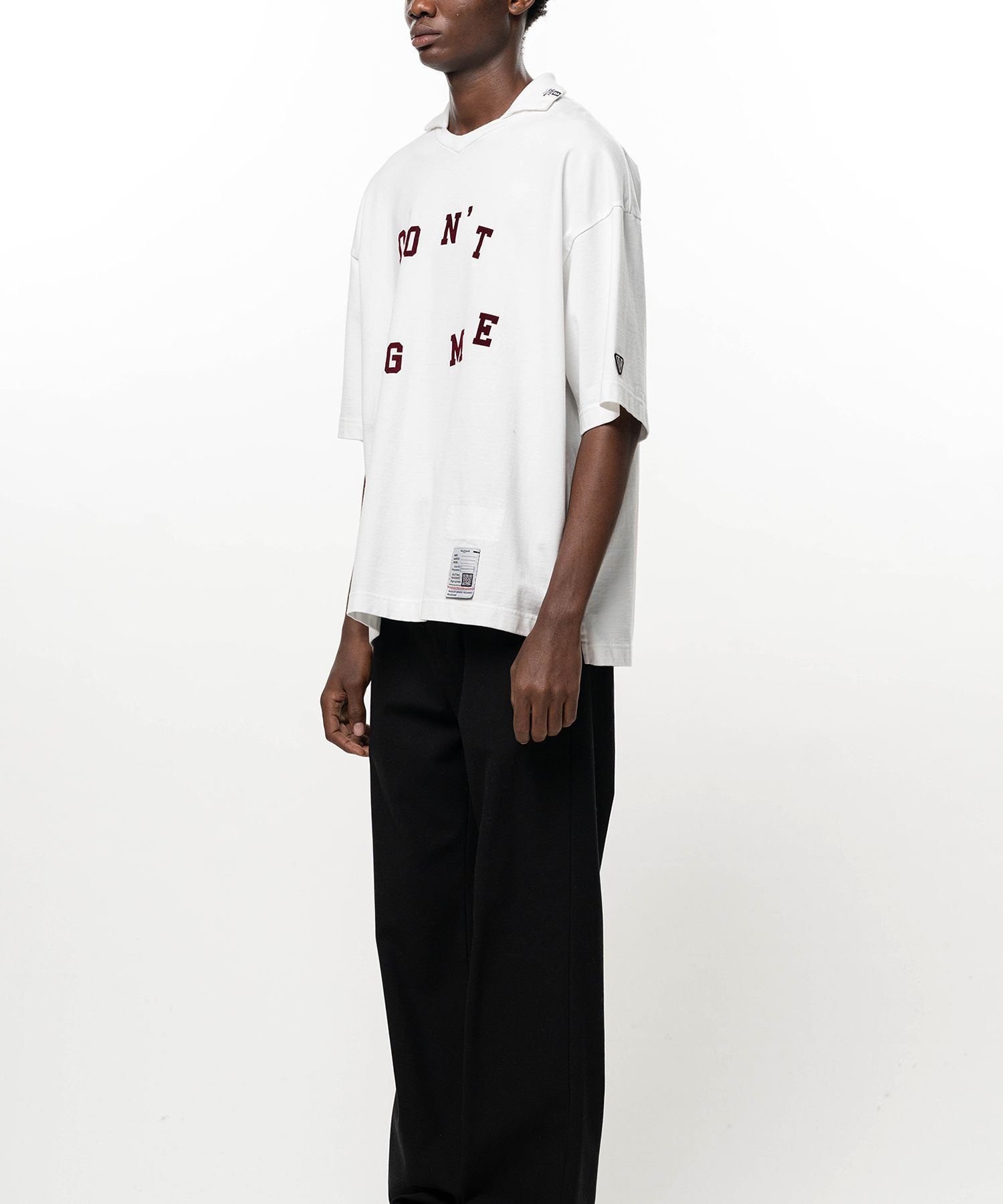 Don't Tag Me. Flocky Print Collared T-shirt