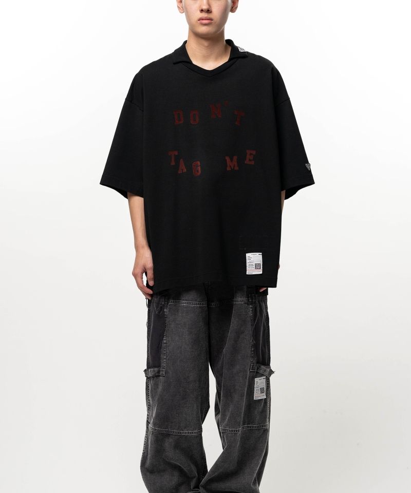 Don't Tag Me. Flocky Print Collared T-shirt