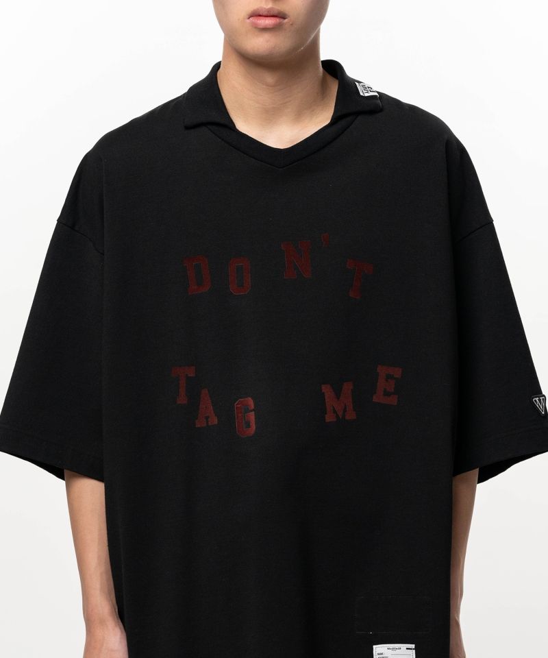Don't Tag Me. Flocky Print Collared T-shirt