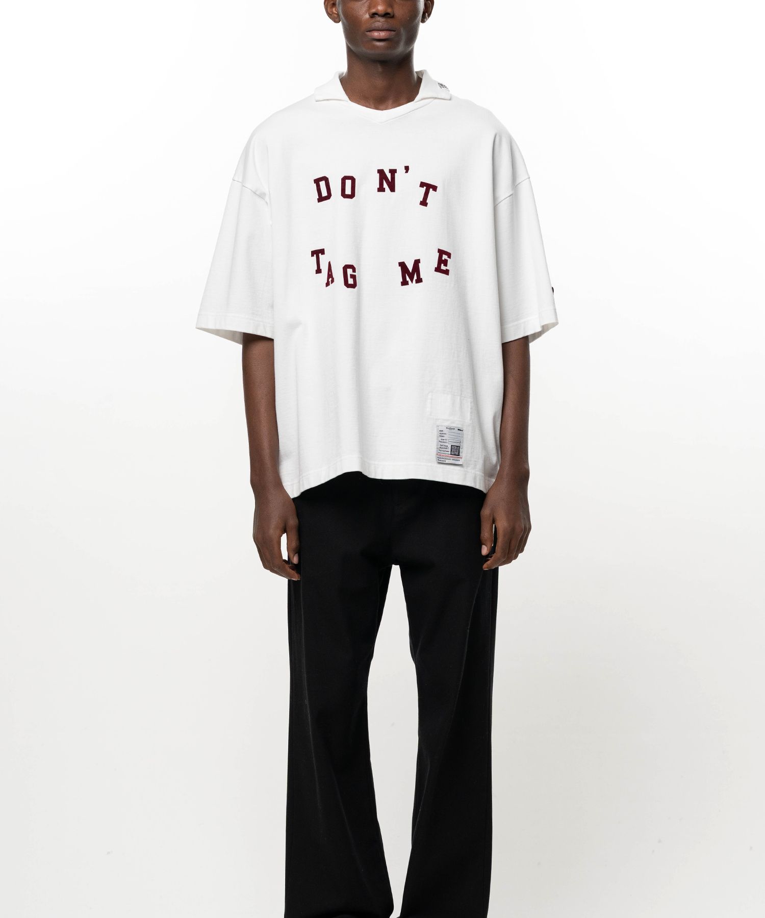 Don't Tag Me. Flocky Print Collared T-shirt