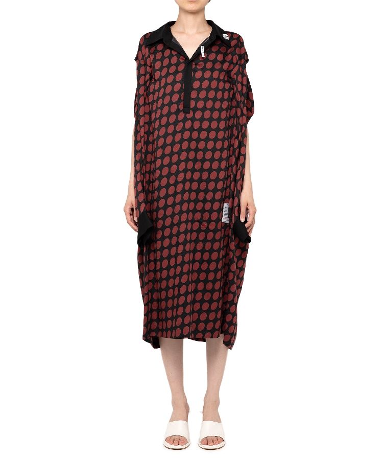 Hollowed-out Sleeve Dots Dress