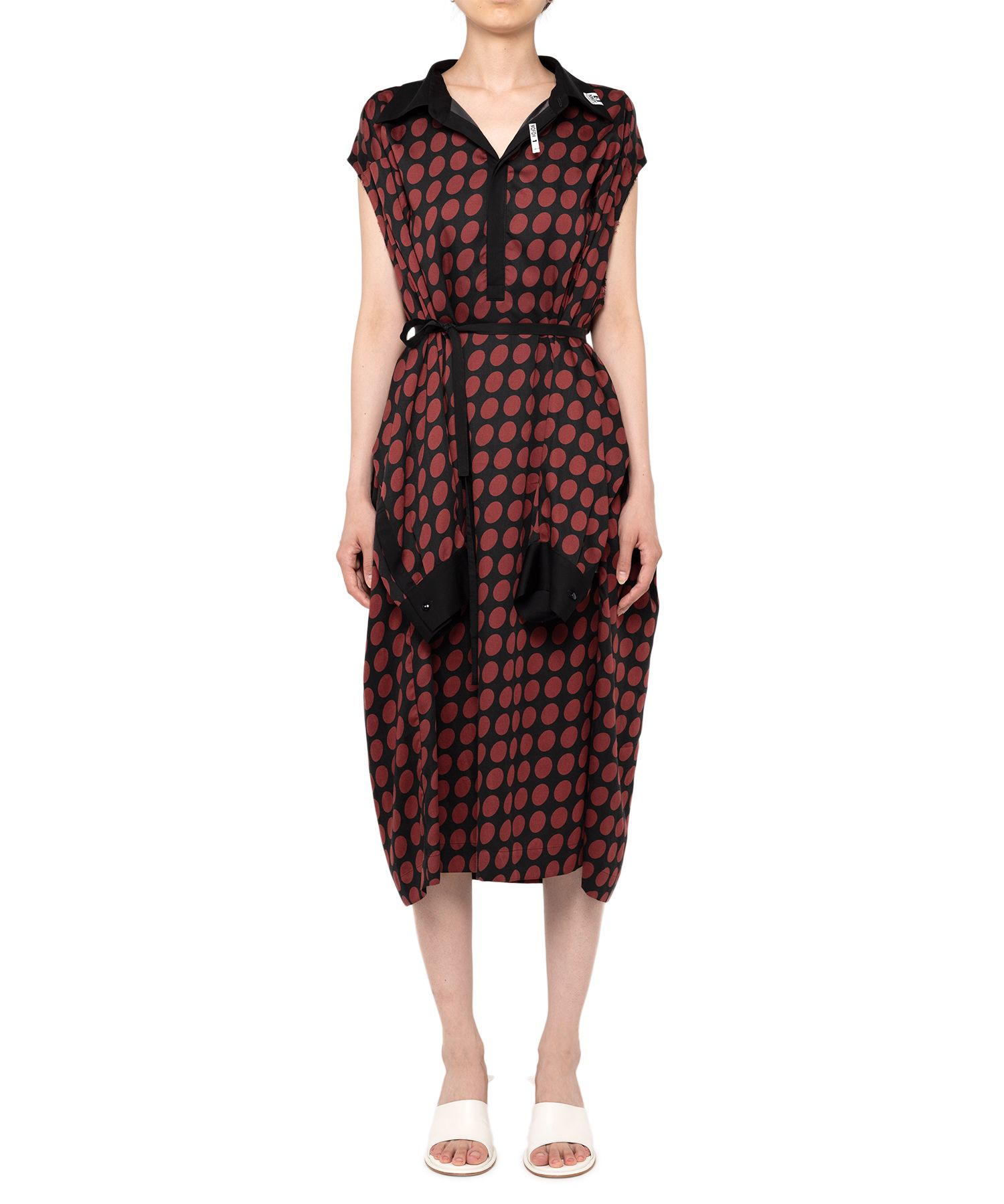 Hollowed-out Sleeve Dots Dress