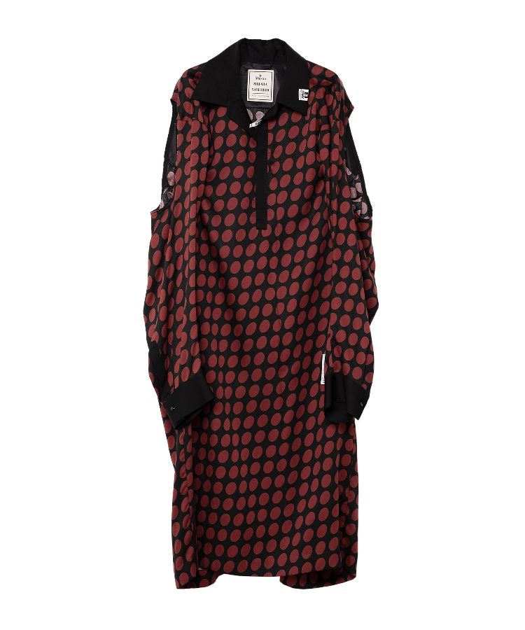 Hollowed-out Sleeve Dots Dress