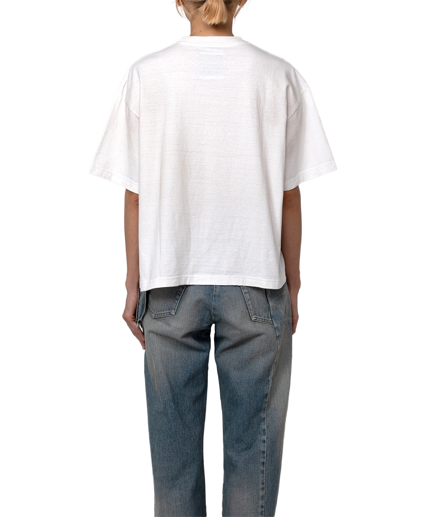 Cat Print Distressed T-shirt