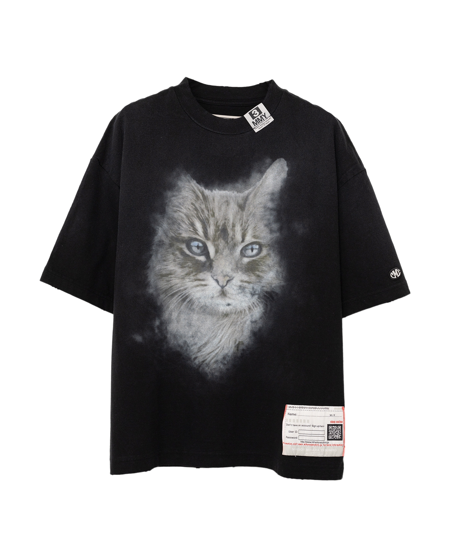 Cat Print Distressed T-shirt