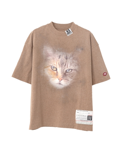 Cat Print Distressed T-shirt