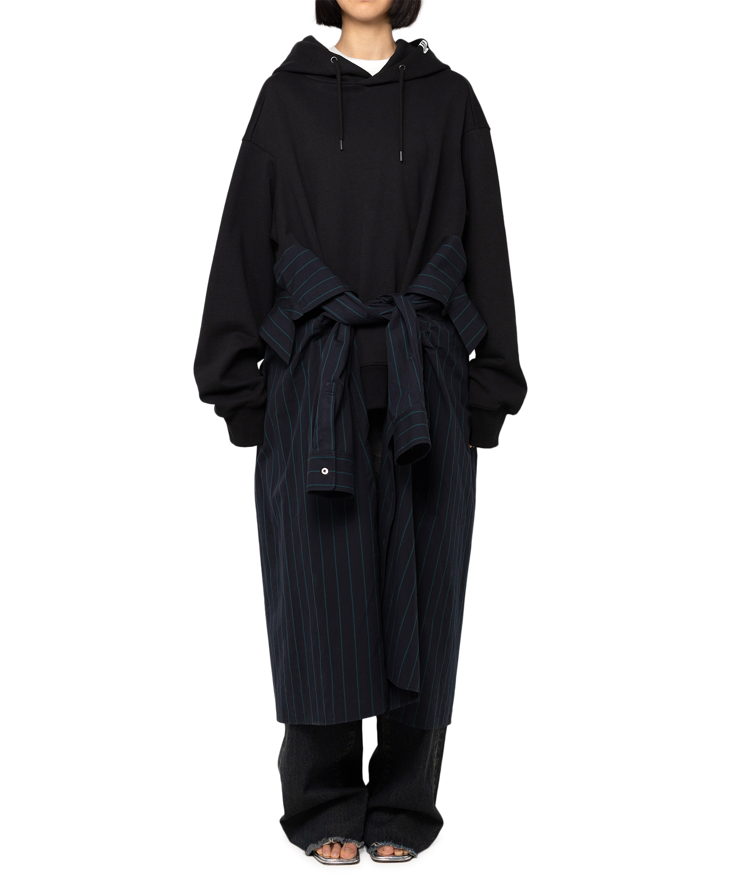 Hoodie Combined Shirt Dress