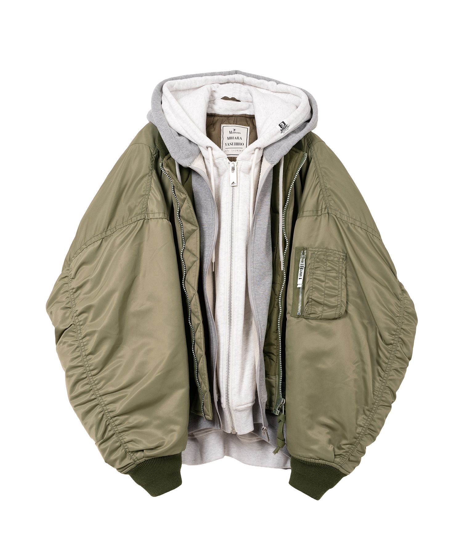 アルシンダーマテリアルズ padded wool flight blouson Unisex Halka Anorak Jacket Grey | Sherpa Adventure Gear