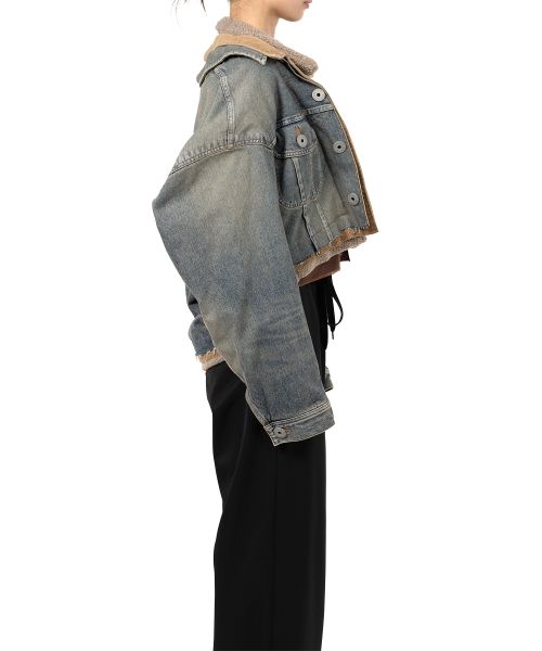 美品★ MOUTON LAYERED DENIM JACKET MOUTON LAYERED DENIM JACKET