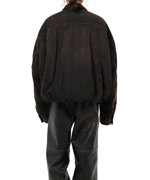 Roll-up Hem Puffer Denim Jacket