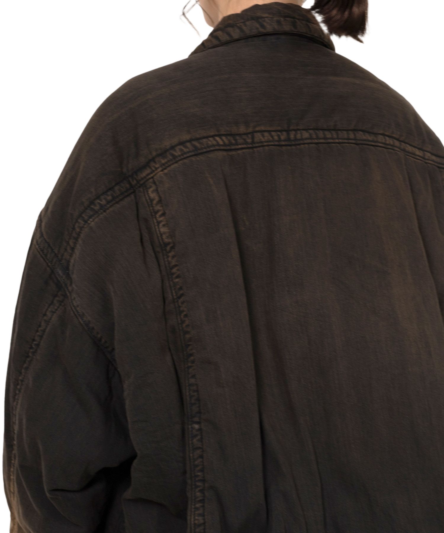 Roll-up Hem Puffer Denim Jacket