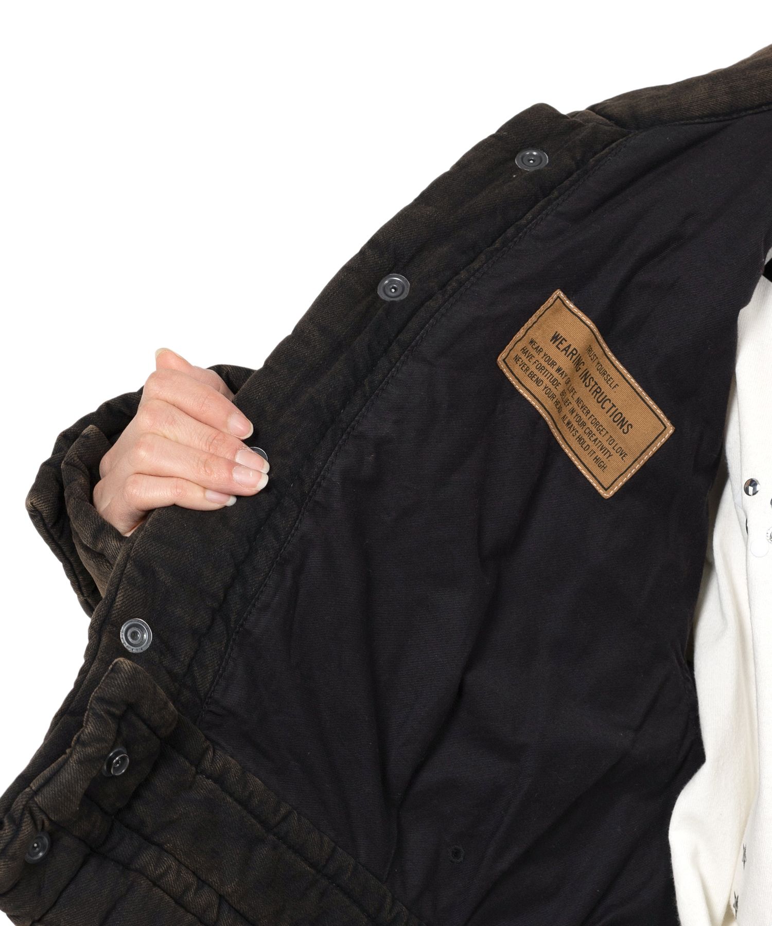 Roll-up Hem Puffer Denim Jacket