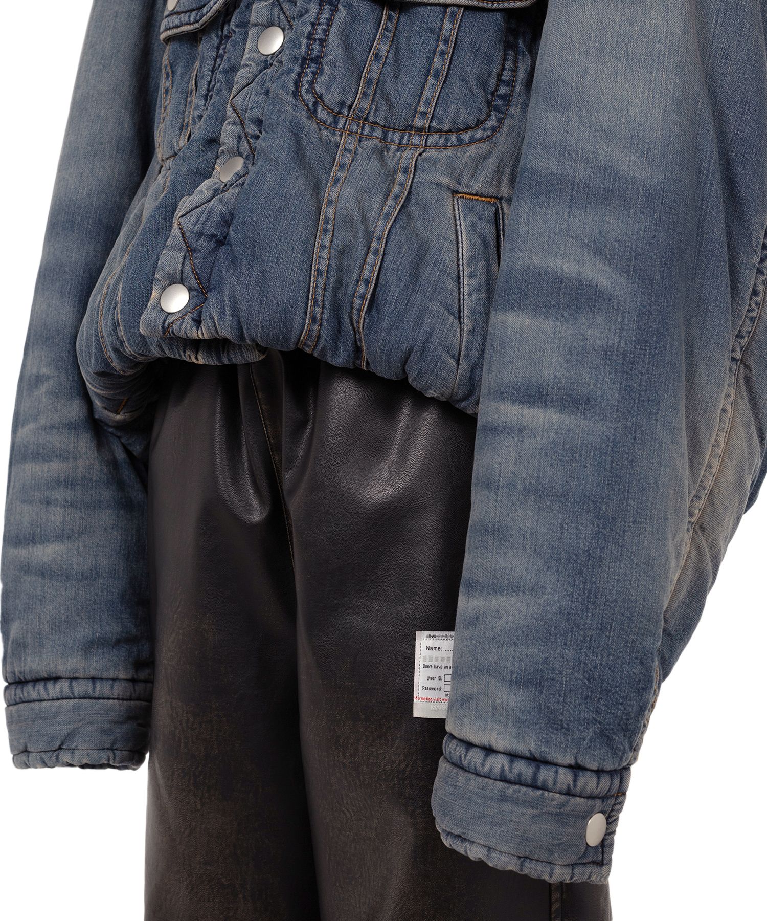 Roll-up Hem Puffer Denim Jacket