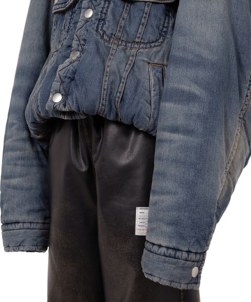 Roll-up Hem Puffer Denim Jacket