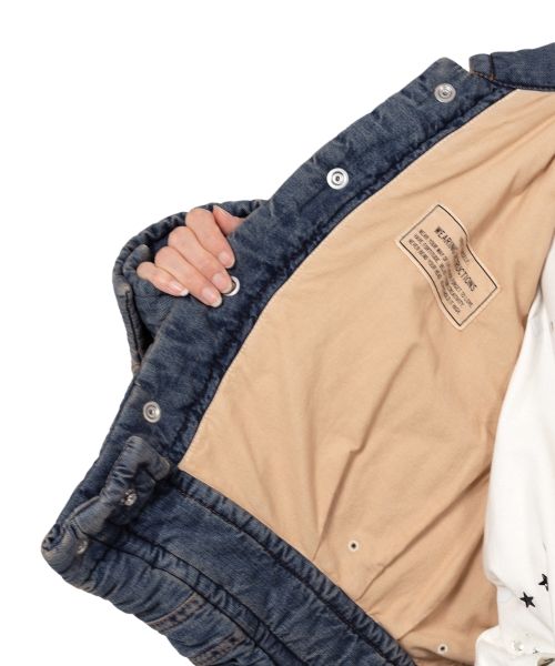 Roll-up Hem Puffer Denim Jacket