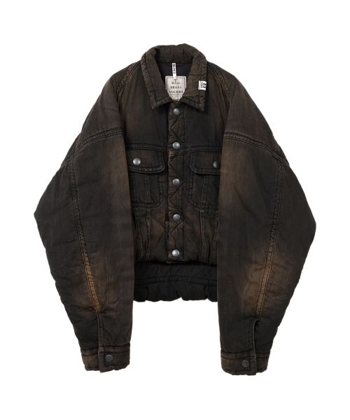 Roll-up Hem Puffer Denim Jacket