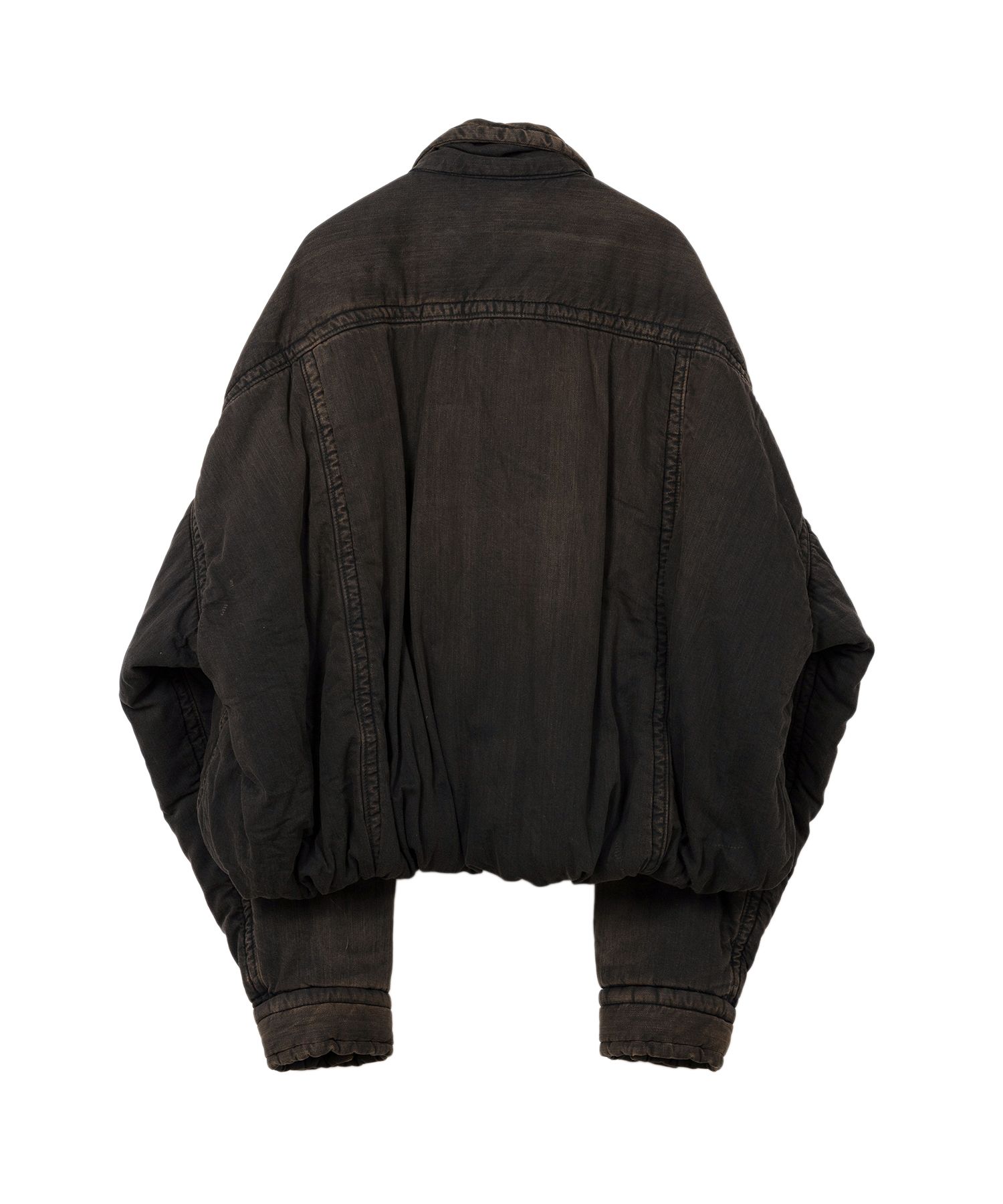 Roll-up Hem Puffer Denim Jacket