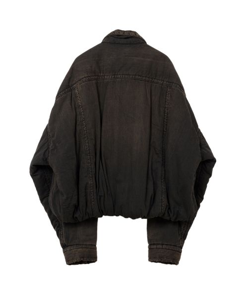 Roll-up Hem Puffer Denim Jacket