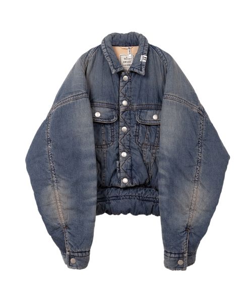 Roll-up Hem Puffer Denim Jacket