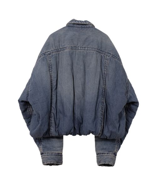 Roll-up Hem Puffer Denim Jacket