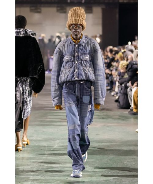 Roll-up Hem Puffer Denim Jacket