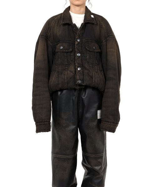 Roll-up Hem Puffer Denim Jacket