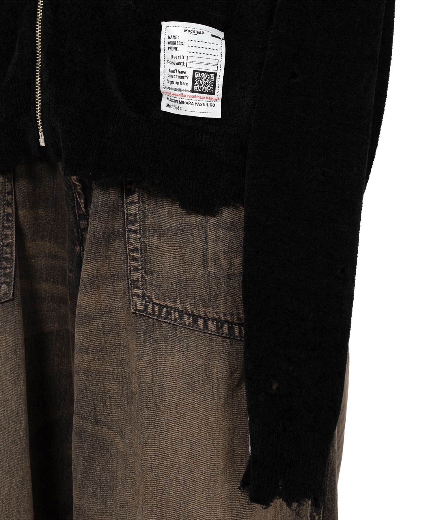 Distressed High Neck Knit Cardigan