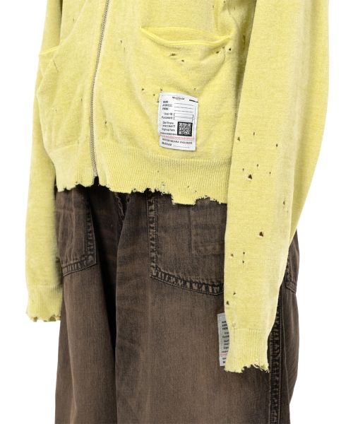 Distressed High Neck Knit Cardigan