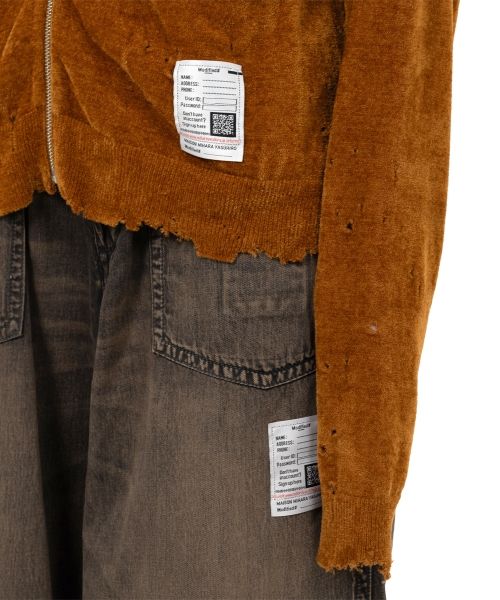 Distressed High Neck Knit Cardigan