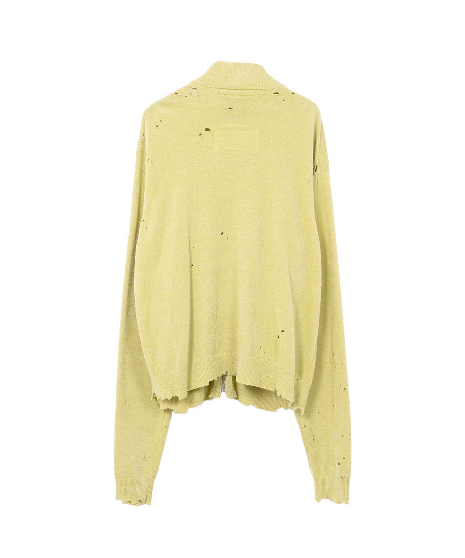 Distressed High Neck Knit Cardigan